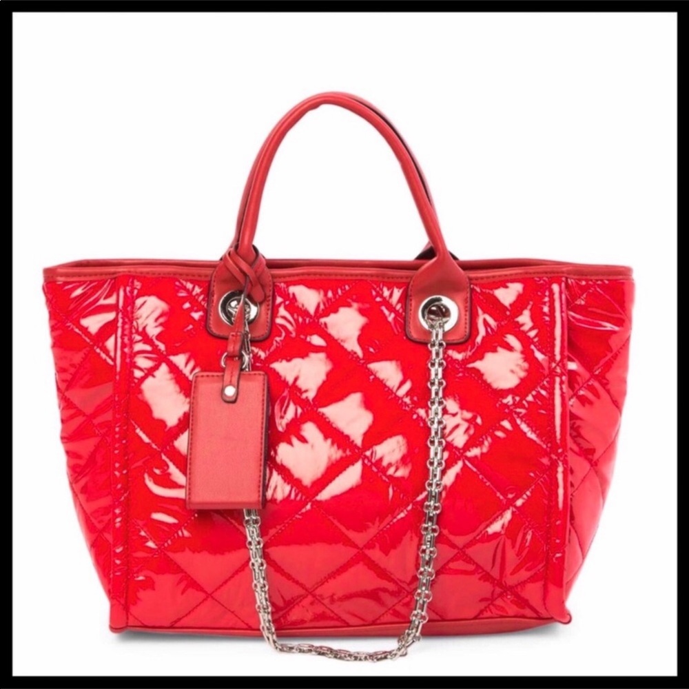 STEVE MADDEN RED TOTE TRAVEL WORK SHOULDER BAG A3C - Picture 7 of 8